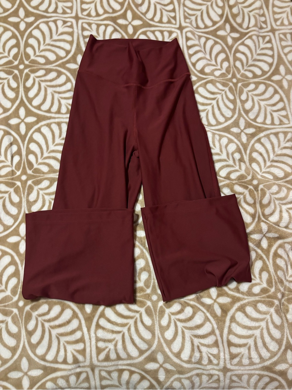 Women's High-Waist Burgundy Flared Leggings five the label
